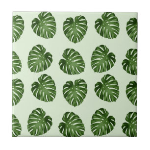 Azulejo Hojas de palma, hojas verdes, patrón tropical