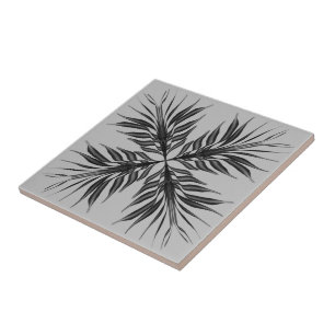Azulejo Hojas de plumas texturizadas translúcidas negras y