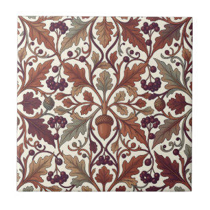 Azulejo Hojas de roble bellotas bayas estilo William Morri
