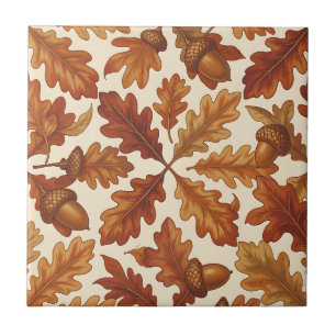 Azulejo Hojas de roble de otoño bellotas marrón sin fisura