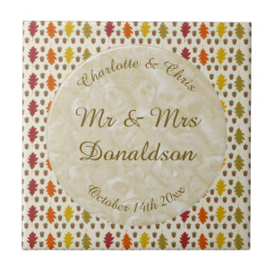 Azulejo Hojas de roble y maíz Personalizado Boda otoño