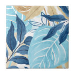 Azulejo Hojas de selva azul<br><div class="desc">Selva Azul IV por June Erica Vess. Las hojas de la selva tropical en colores abstractos se juntan en esta pieza de arte. | 163238Z</div>