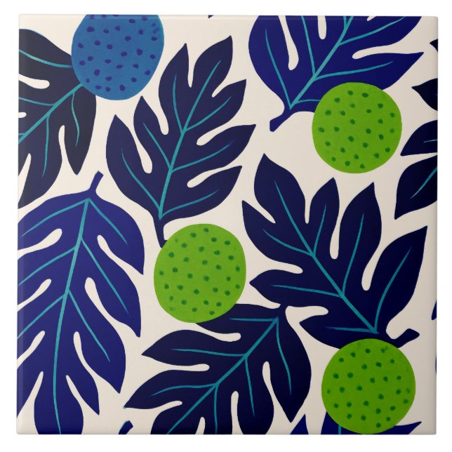 Azulejo hojas de selva tropical (Frente)