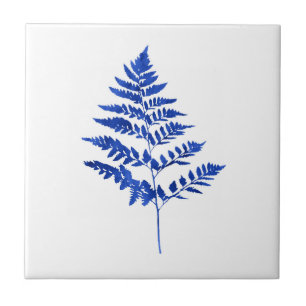 Azulejo Hojas del helecho de la acuarela de los azules
