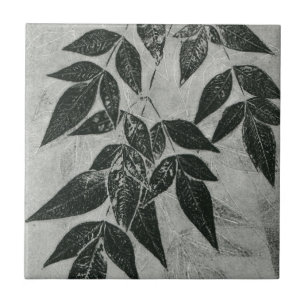 Azulejo Hojas en blanco y negro