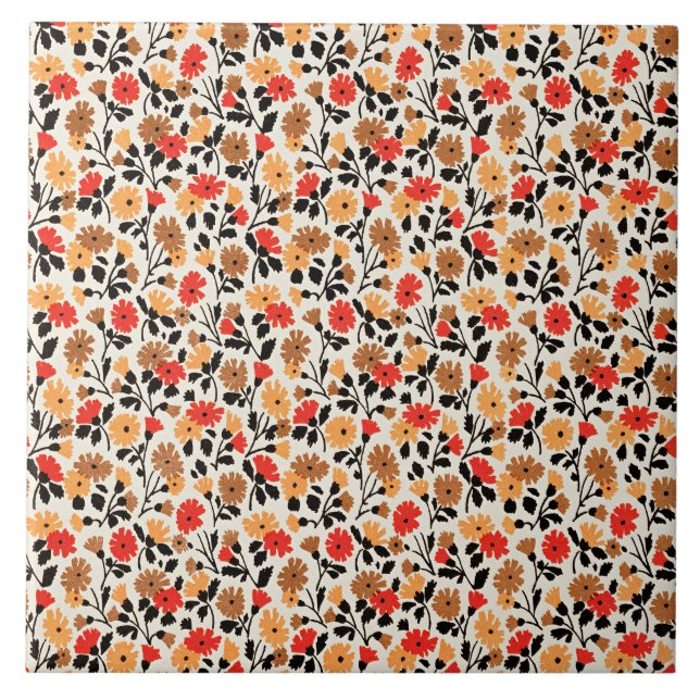 Azulejo Hojas finales de patrón floral de Arte (Frente)