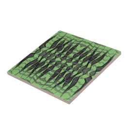 Azulejo Hojas Florales De Color Negro Y Gris Abstracto