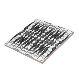 Azulejo Hojas Florales De Color Negro Y Gris Abstracto