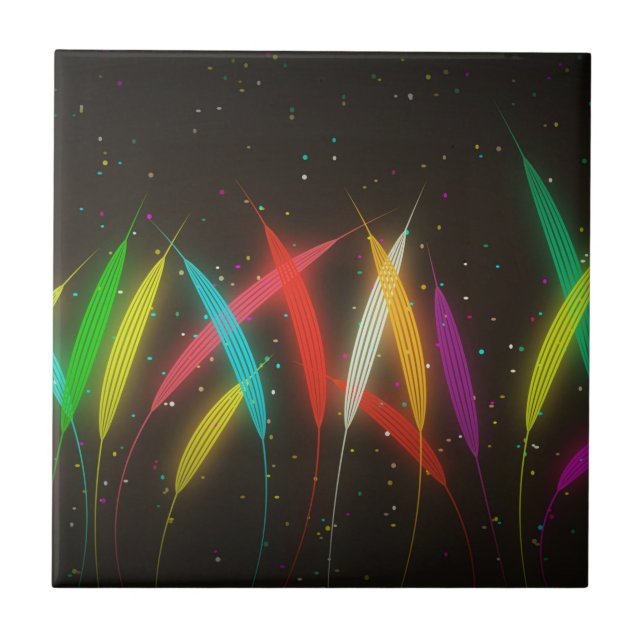 Azulejo Hojas fluorescentes abstractas (Frente)