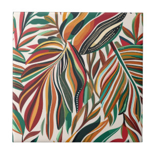 Azulejo hojas Grabado en relieve en colores vibrantes