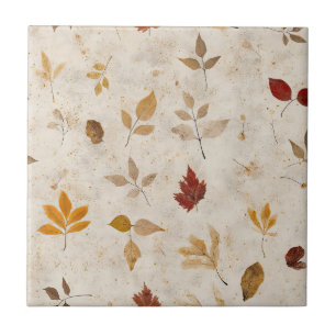 Azulejo Hojas rústicas de color marrón amarillento con amb