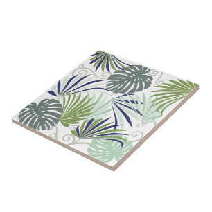 Azulejo Hojas tropicales con palmas