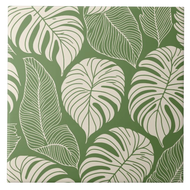 Azulejo Hojas tropicales de la jungla (Frente)