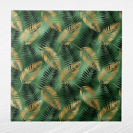 Azulejo Hojas tropicales de paleta verde dorada