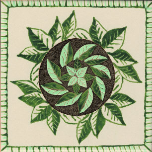 Azulejo Hojas verdes y blancas Tile cerámico