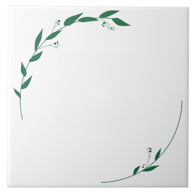 Azulejo Hojas Verdes y Brotes (Frente)