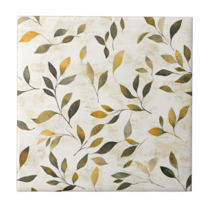 Azulejo Hojas y ramitas cálidas de otoño Naturaleza rústic