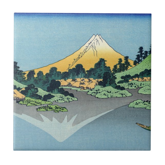 Azulejo Hokusai - El Monte Fuji reflexiona en el lago Kawa (Frente)