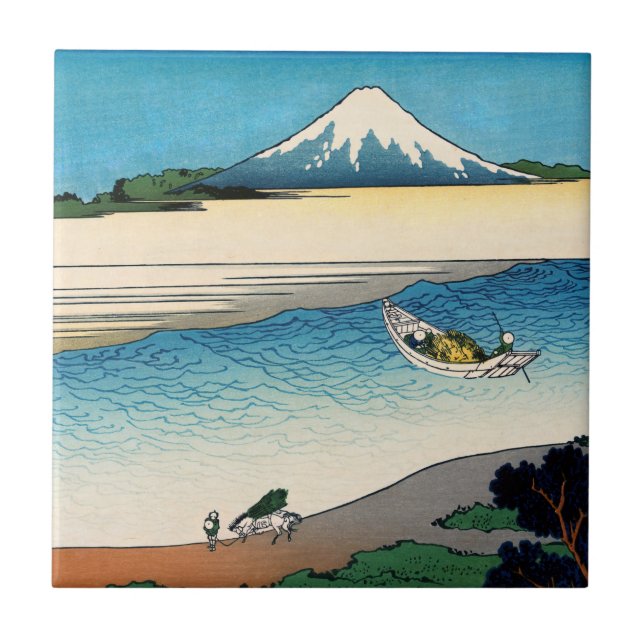 Azulejo Hokusai - Río Tama en la provincia de Musashi (Frente)