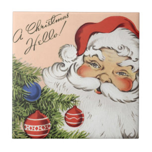 Azulejo ¡Hola Navidad! Alegre Santa Claus