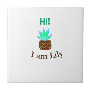 Azulejo Hola soy Lily cactus succulum añadir nombre acuare