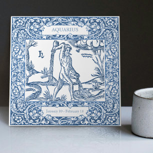 Azulejo Holandés Delft Azul Acuario Signo Zodiacal