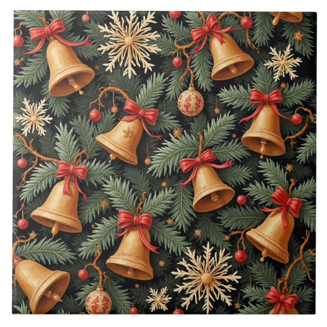 Azulejo Holiday Bells, decorative pattern. (Frente)