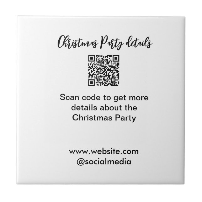 Azulejo Holiday party Scan QR code details website social  (Frente)