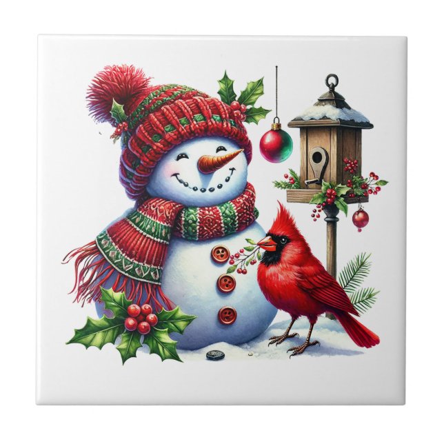 Azulejo Holiday Snowman Ceramic Tile (Frente)