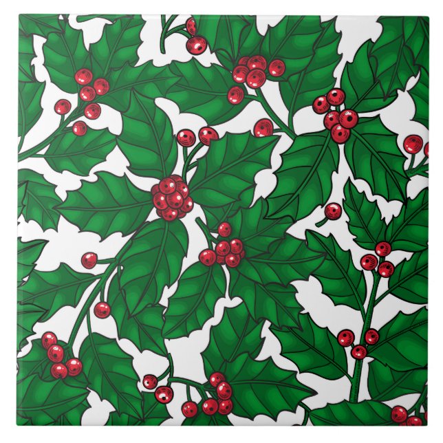 Azulejo Holly berry sobre blanco (Frente)