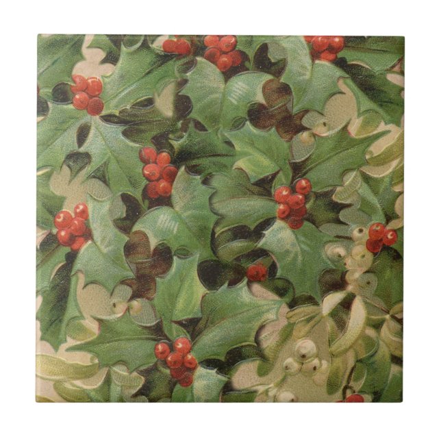 Azulejo Holly Tree Navidades Holiday Vintage (Frente)