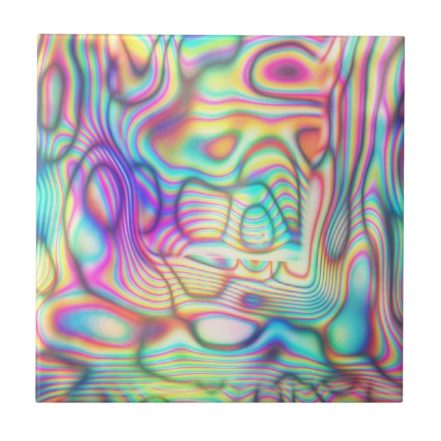 Azulejo Holo Holográfico de Trippy colorido (Frente)