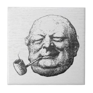 Azulejo Hombre Antiguo Fumando Pipa Vintage