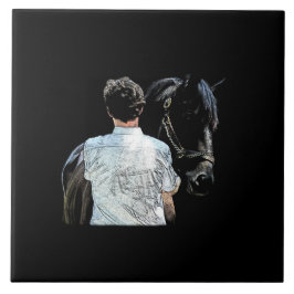 Azulejo Hombre Aportando Cubierta Cerámica Oscura