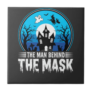 Azulejo Hombre de Halloween detrás de la máscara Casa Embr