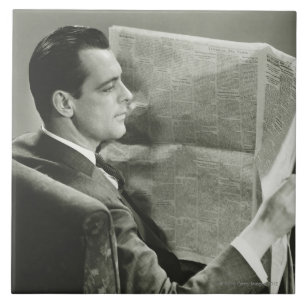 Azulejo Hombre de negocios que lee el periódico