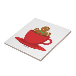 Azulejo Hombre de pan de jengibre relajándose en una taza