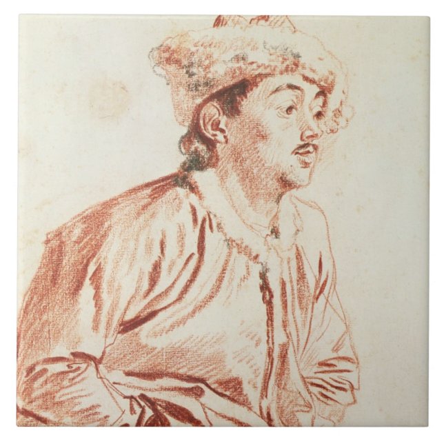 Azulejo Hombre joven en el traje oriental (dibujo) (Frente)