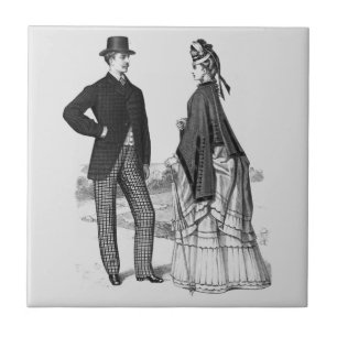 Azulejo Hombre negro victoriano mujer elegante