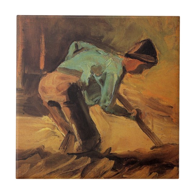 Azulejo Hombre parado con palo, pan de Vincent van Gogh (Frente)