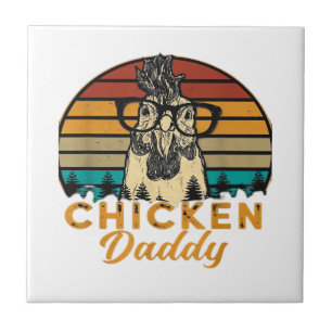Azulejo Hombre Pollo Daddy Pollo Papá Padre Granja Vintage