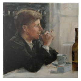 Azulejo Hombre sentado perdido en la mesa