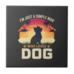 Azulejo Hombre Simple Que Ama Silueta De Perro Puesta De S