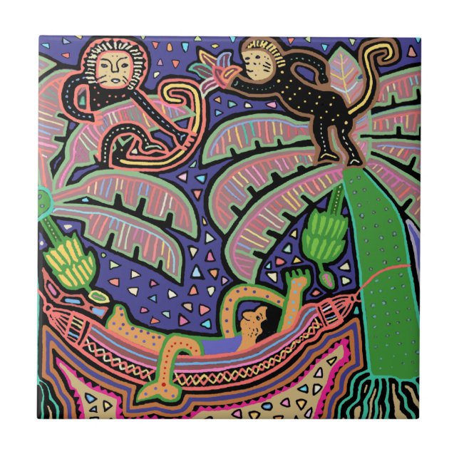 Azulejo Hombre tropical en hamaca (Frente)