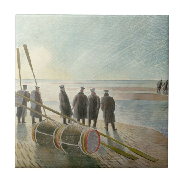 Azulejo Hombres en la playa (trabajo peligroso con baja ma (Frente)