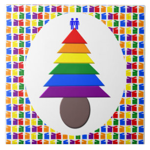 Azulejo Hombres gay arcoiris Árbol de Navidad y regalo