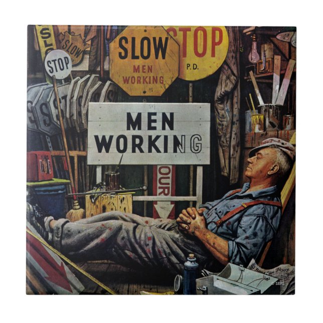 Azulejo Hombres trabajando (Frente)