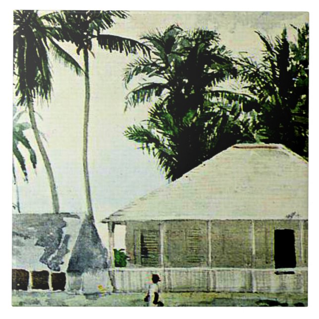 Azulejo Homero - Cabinas, Nassau, pintura famosa, (Frente)