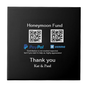 Azulejo Honeymoon Fund PayPal Venmo código QR gracias