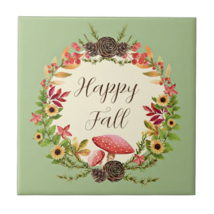 Azulejo Hongos y girasoles con texto de personalizable